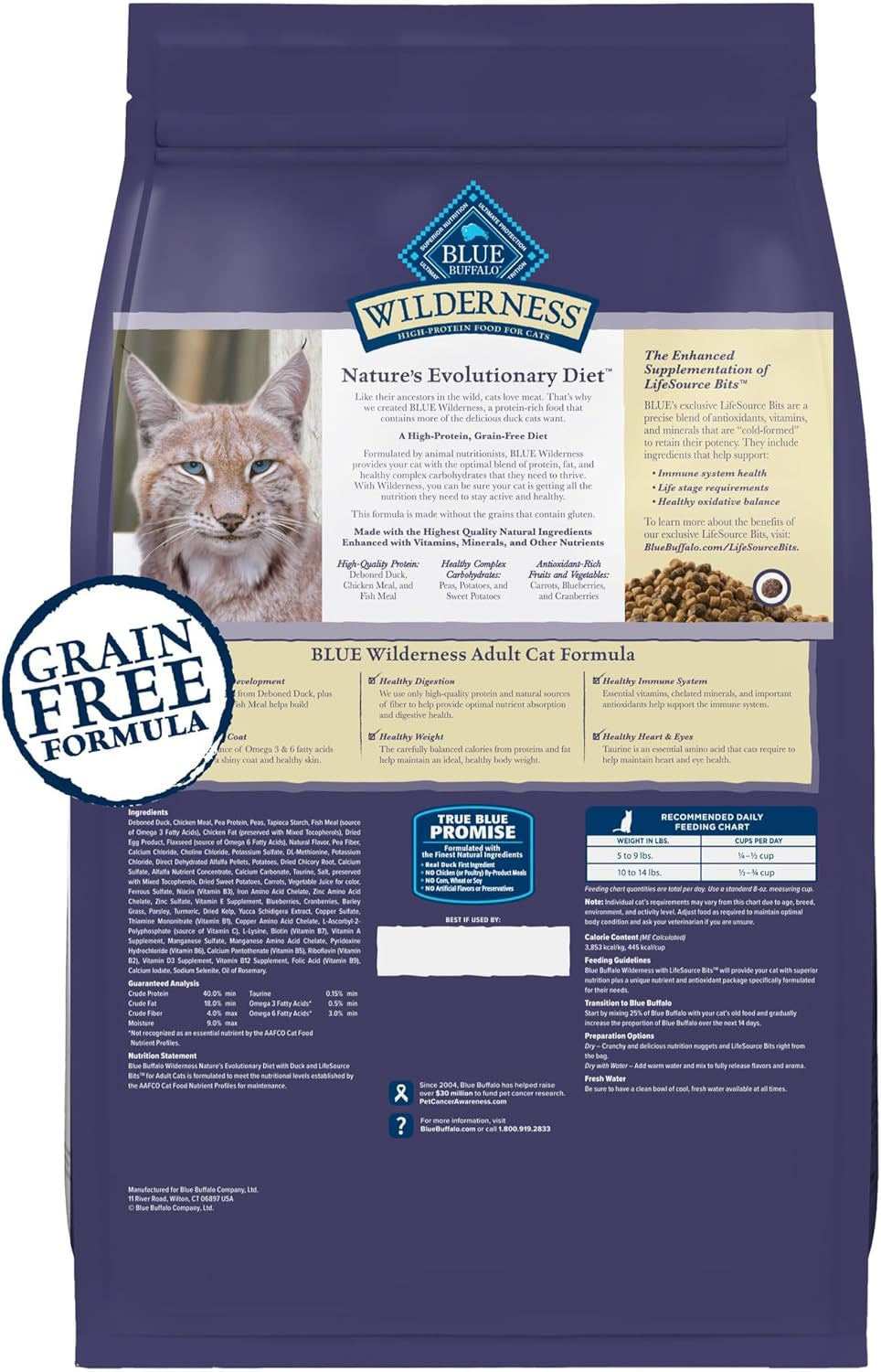 Wilderness Nature'S Evolutionary Diet High-Protein, Grain-Free Natural Dry Food for Adult Cats, Chicken, 4-Lb. Bag