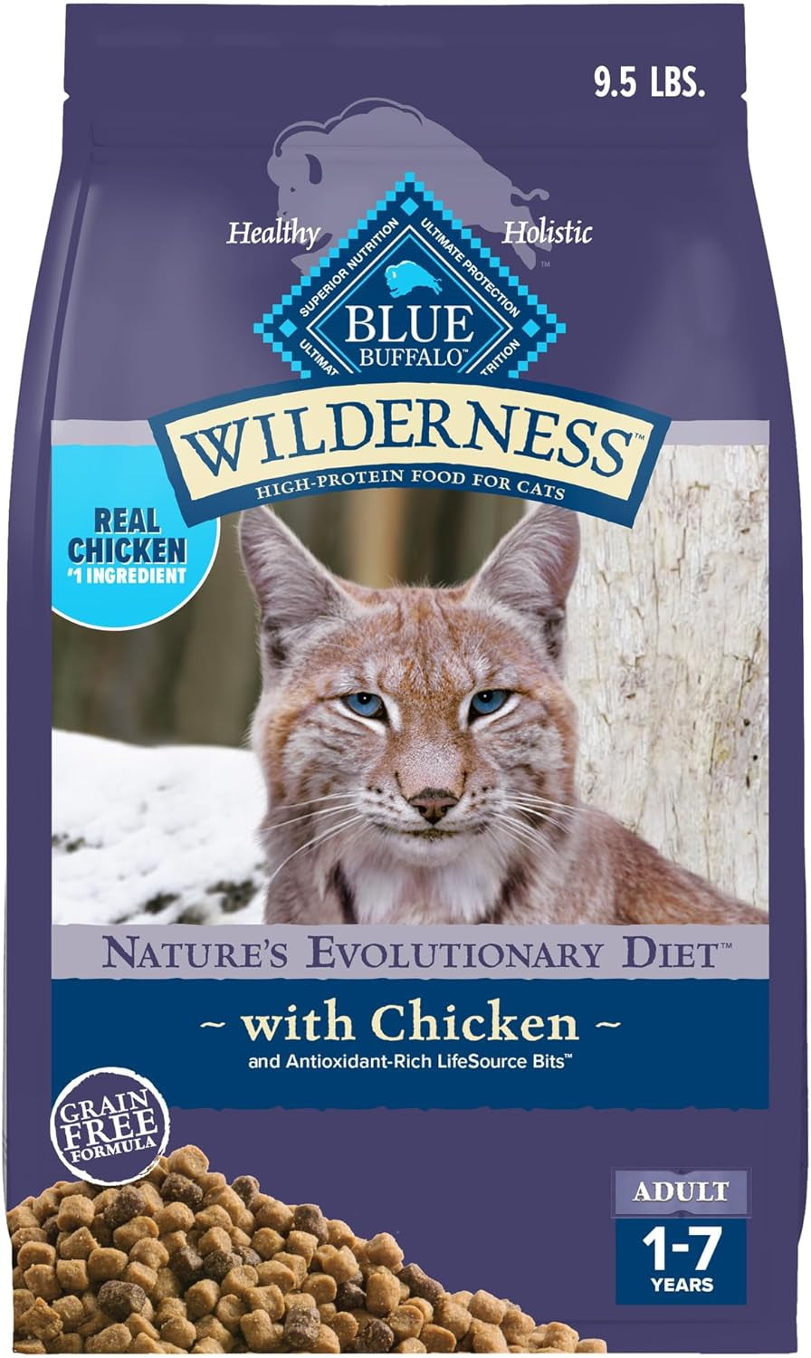 Wilderness Nature'S Evolutionary Diet High-Protein, Grain-Free Natural Dry Food for Adult Cats, Chicken, 9.5-Lb Bag