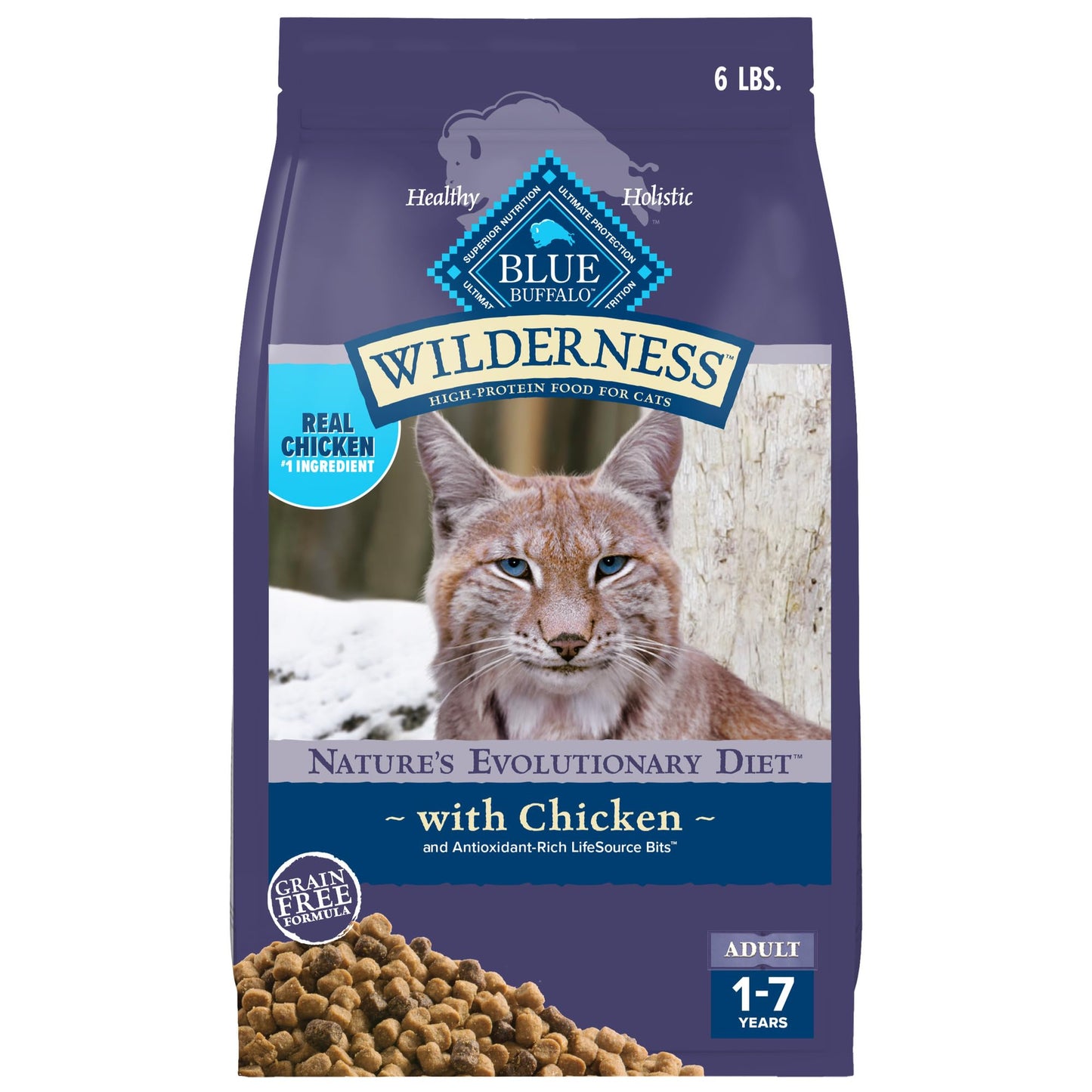 Blue Buffalo Wilderness Natural High Protein, Grain Free Dry Food for Adult Cats, Salmon, 11-lb Bag