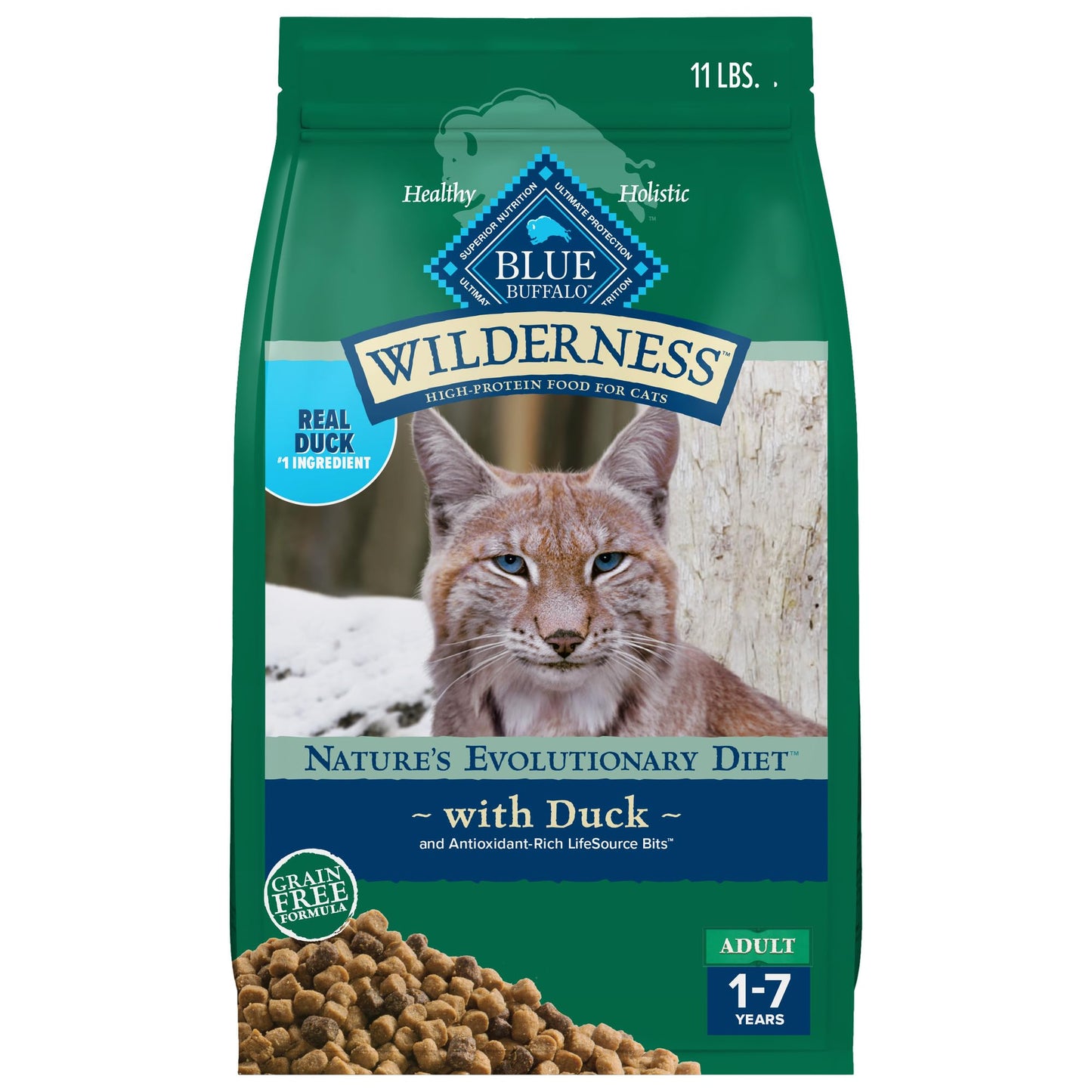 Blue Buffalo Wilderness Natural High Protein, Grain Free Dry Food for Adult Cats, Salmon, 11-lb Bag