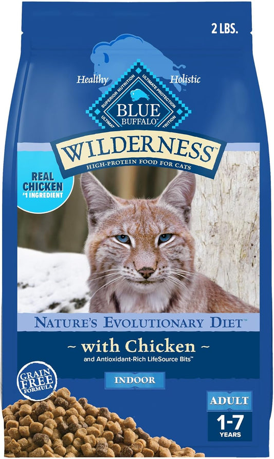 Wilderness Nature'S Evolutionary Diet High-Protein, Grain-Free Natural Dry Food for Adult Cats, Chicken, 2-Lb. Bag