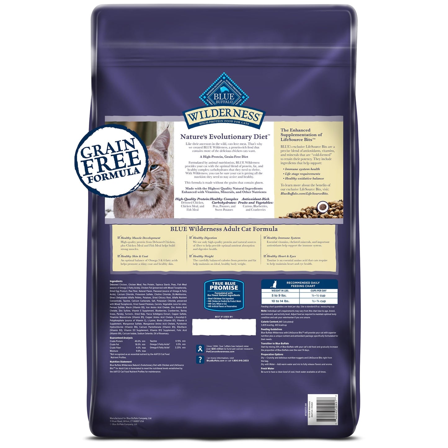 Blue Buffalo Wilderness Natural High Protein, Grain Free Dry Food for Adult Cats, Salmon, 11-lb Bag