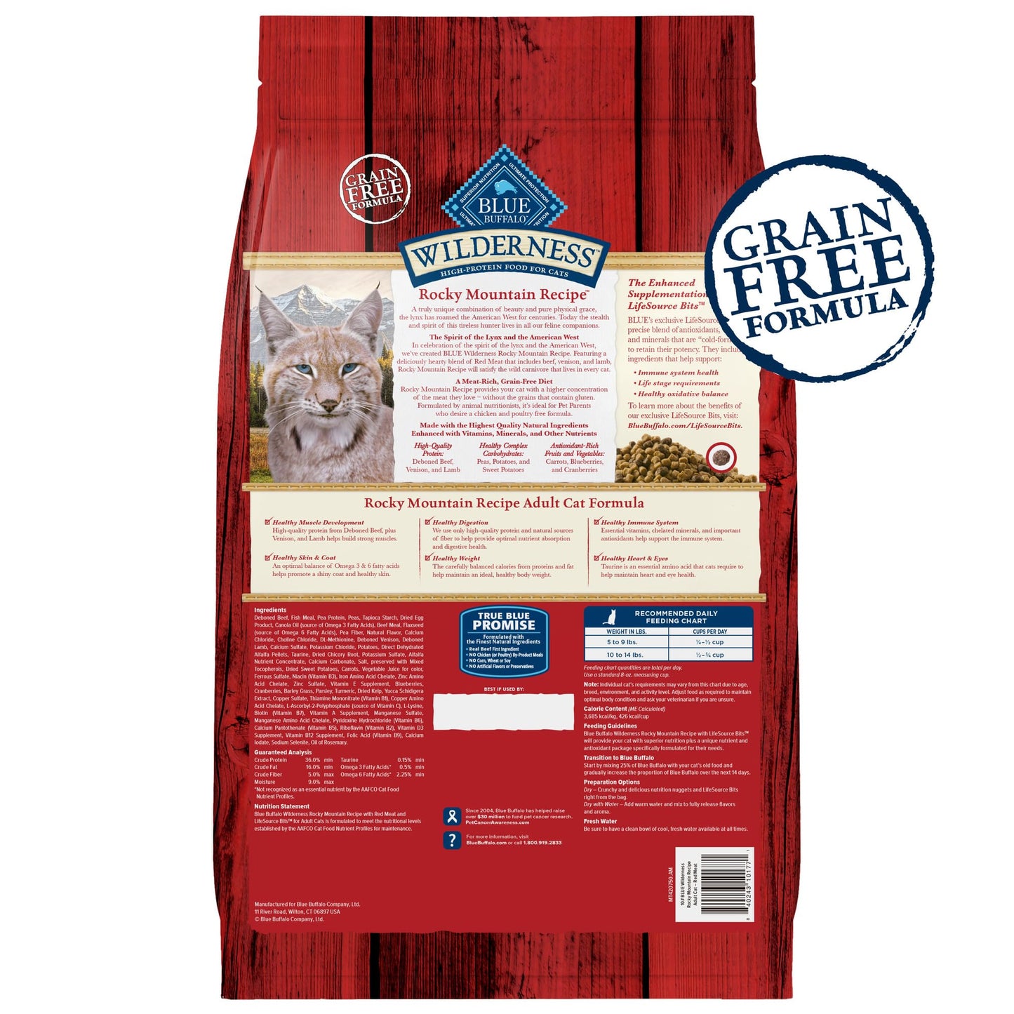 Blue Buffalo Wilderness Adult Dry Cat Food, Rocky Mountain Recipe, Chicken-Free & Grain-Free Recipe Made with Natural Ingredients, Red Meat, 10-lb. Bag