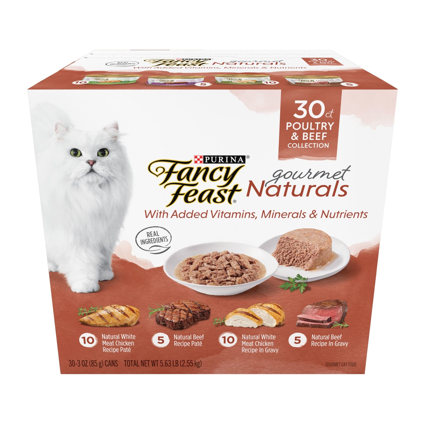 Fancy Feast Poultry and Beef Feast Classic Pate Collection Grain Free Wet Cat Food Variety Pack - (Pack of 30) 3 oz. Cans