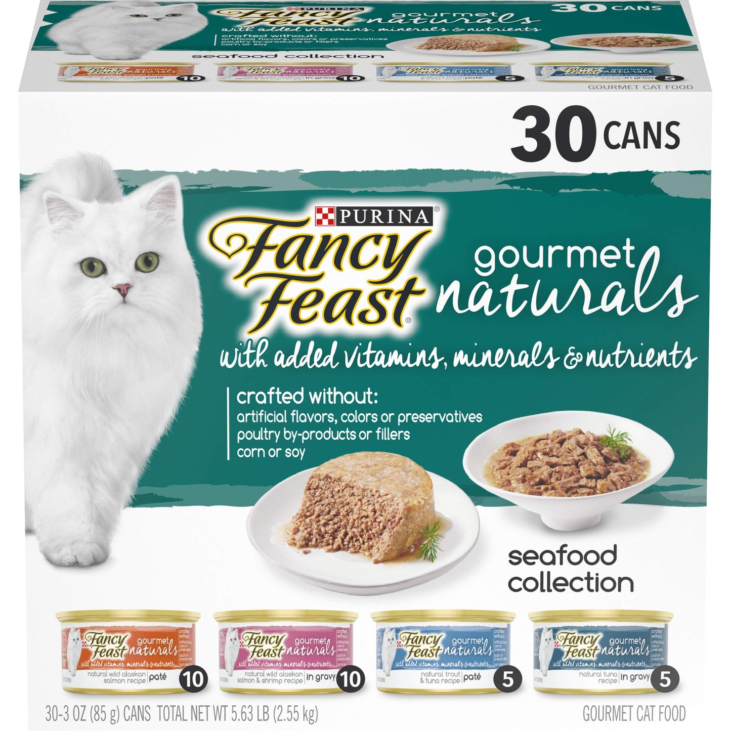 Fancy Feast Poultry and Beef Feast Classic Pate Collection Grain Free Wet Cat Food Variety Pack - (Pack of 30) 3 oz. Cans