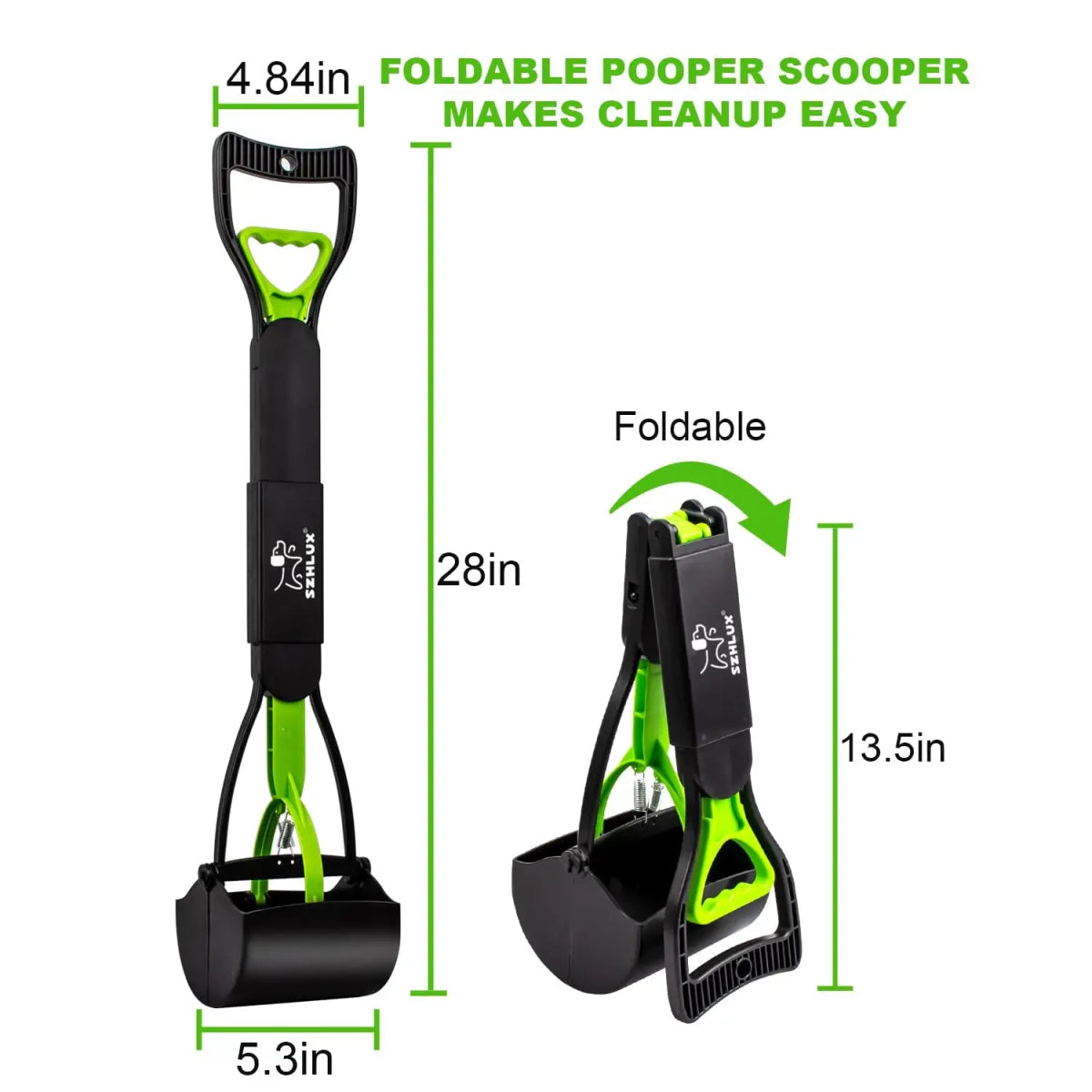 DOG POOPER SCOOPER FOLDABLE LONG HANDLE JAW POOP SCOOP - PET LOVE