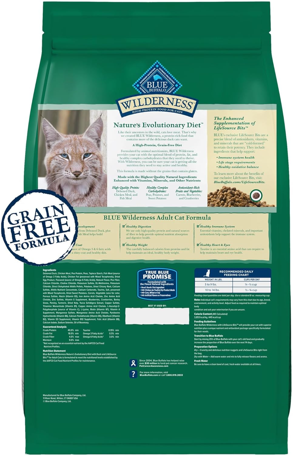 Wilderness Nature'S Evolutionary Diet High-Protein, Grain-Free Natural Dry Food for Adult Cats, Duck, 5-Lb. Bag